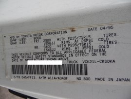 1995 TOYOTA T100 DX WHITE XTRA CAB 3.4L AT 4WD Z18031